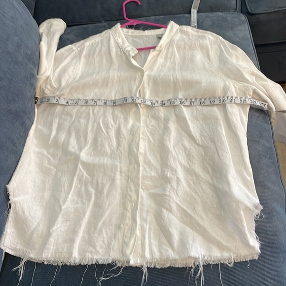 H&M white linen button up top size extra large - Picture 6 of 7